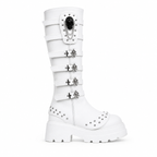 Cream Ivory Orvieto Leather Knee-High Boots side view