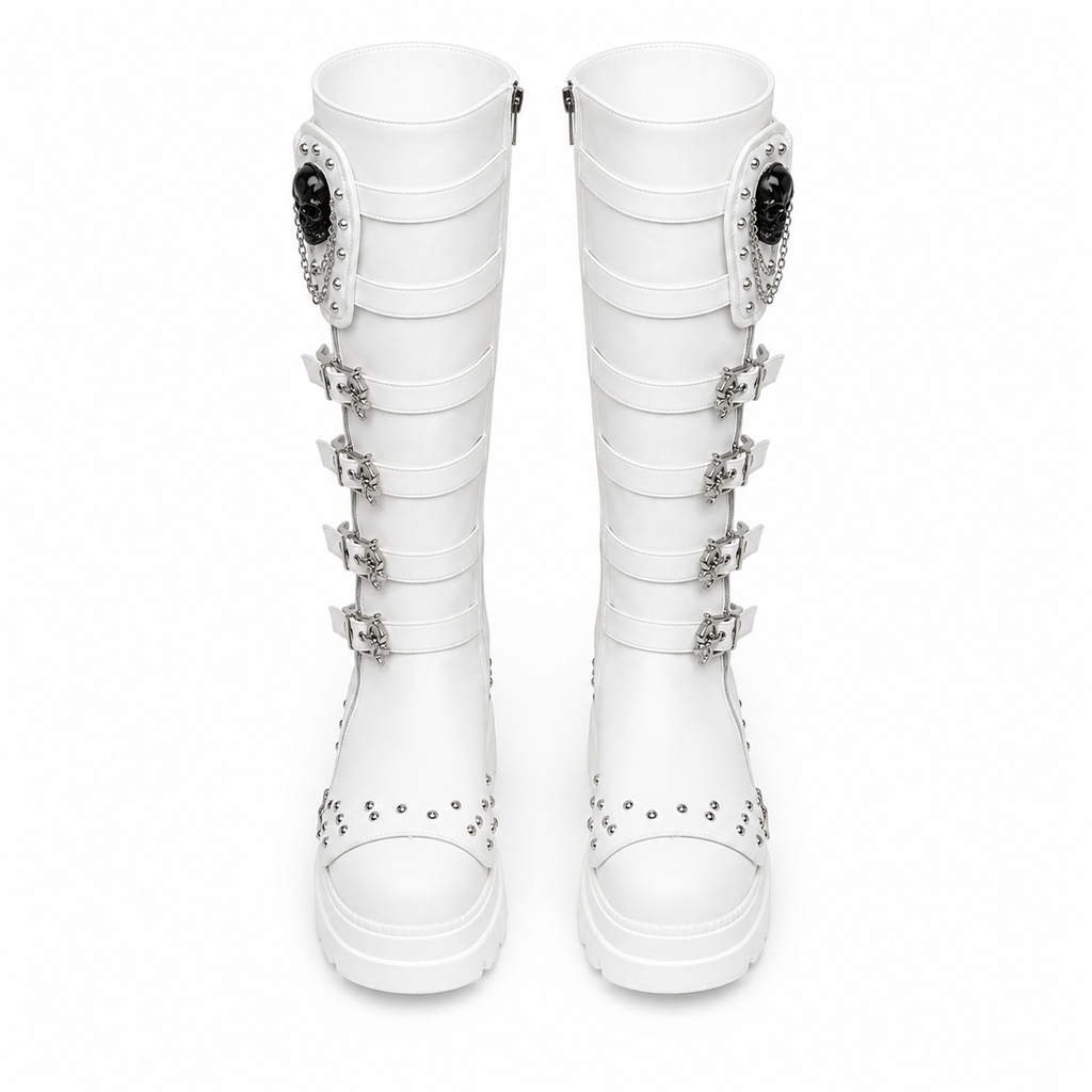 Cream Ivory Orvieto Leather Knee-High Boots top view