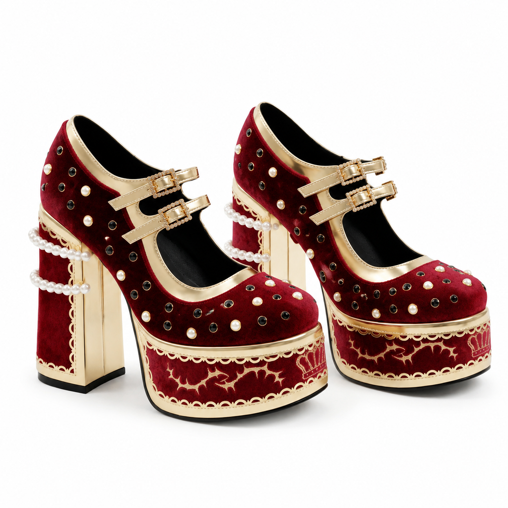 Red Suede Aurelia Microfiber Platform Sandals