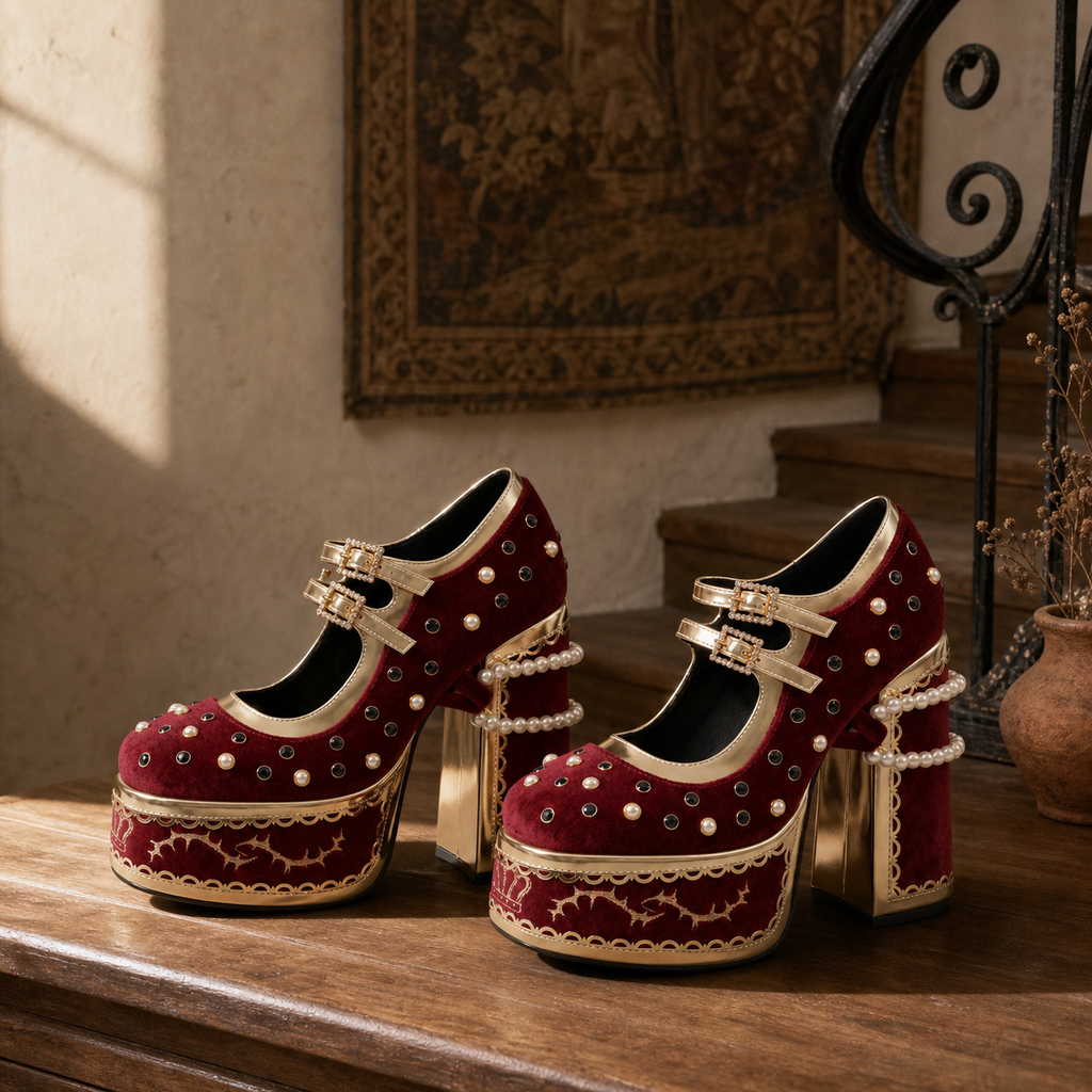 Red Suede Aurelia Microfiber Platform Sandals styled scene