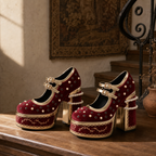 Red Suede Aurelia Microfiber Platform Sandals styled scene
