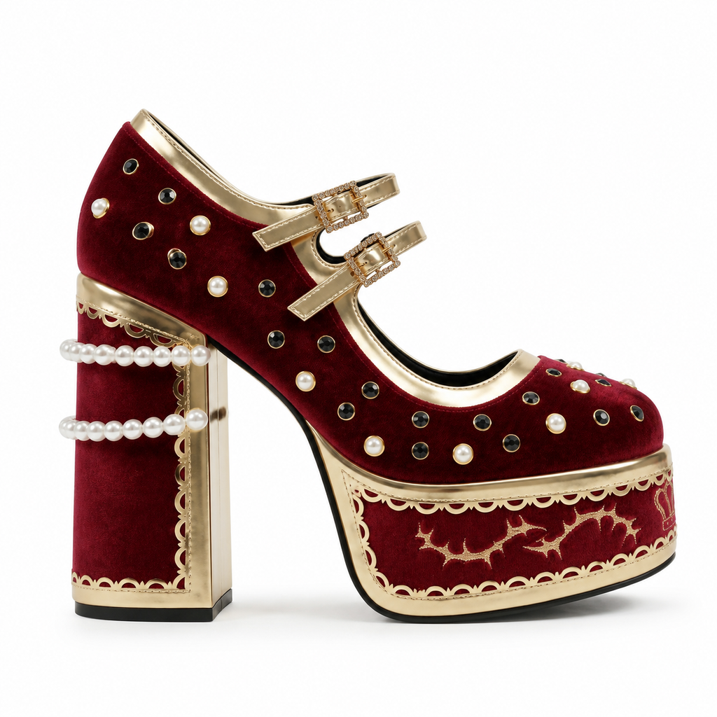 Red Suede Aurelia Microfiber Platform Sandals side view