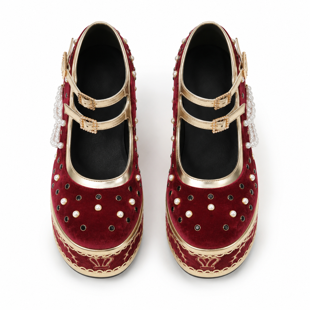 Red Suede Aurelia Microfiber Platform Sandals top view