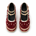 Red Suede Aurelia Microfiber Platform Sandals top view