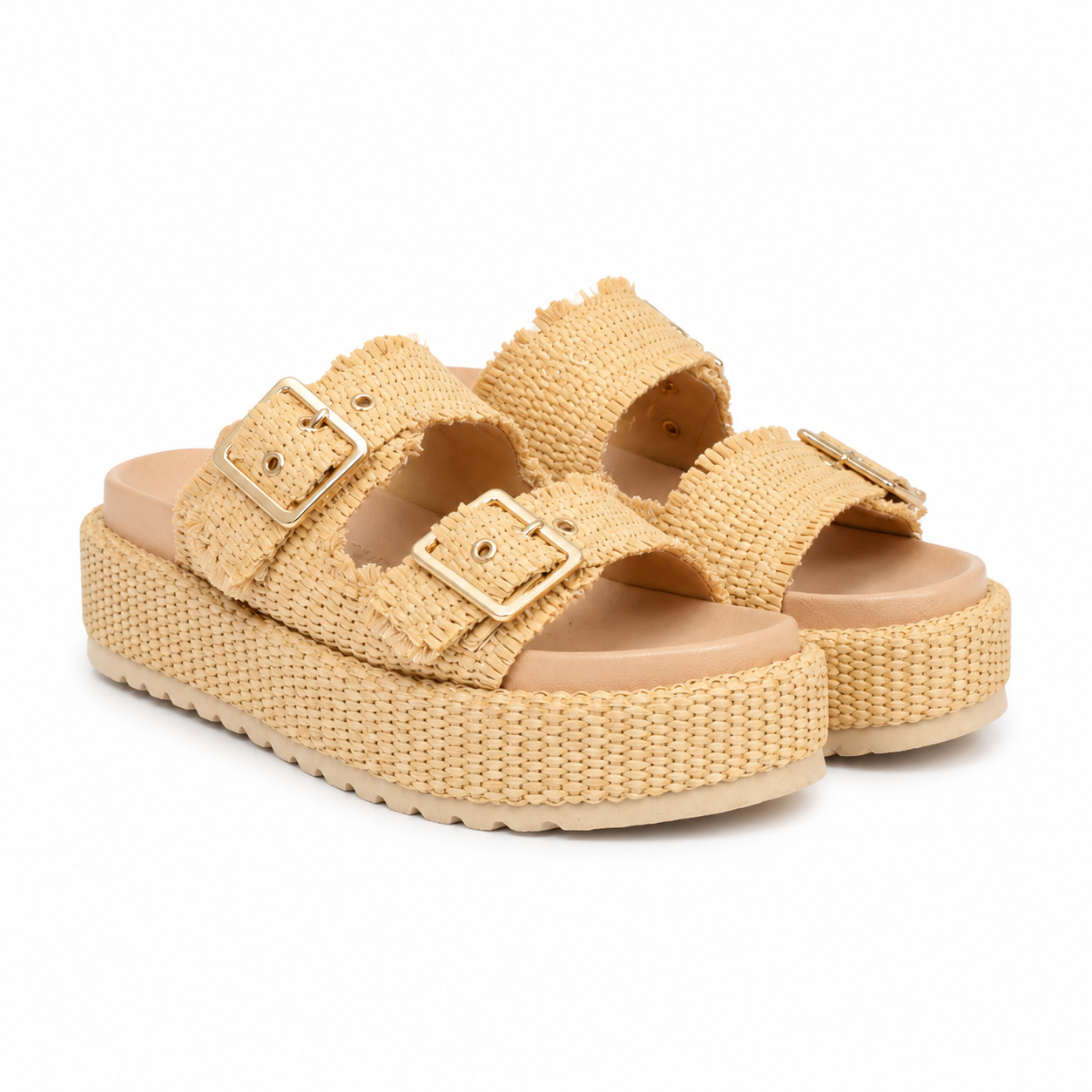 Butter Yellow Tropea Raffia Multi-Strap Sandals