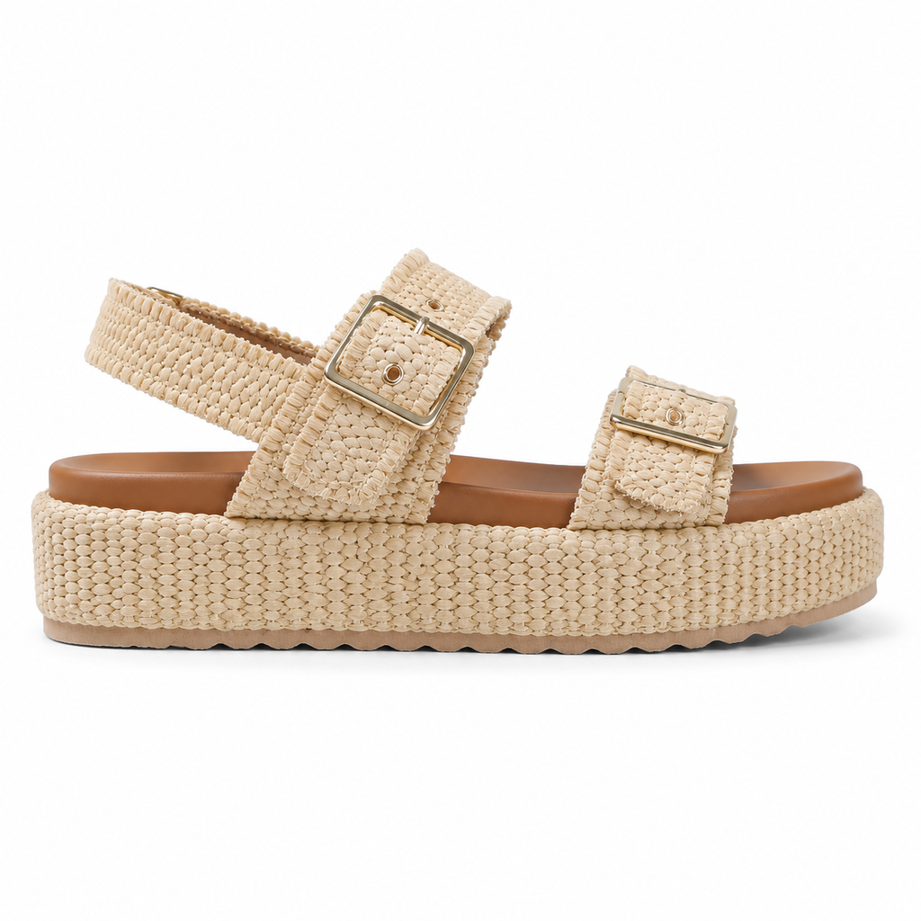 Soft Apricot Tropea Raffia Multi-Strap Sandals side view