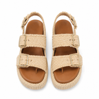 Soft Apricot Tropea Raffia Multi-Strap Sandals top view