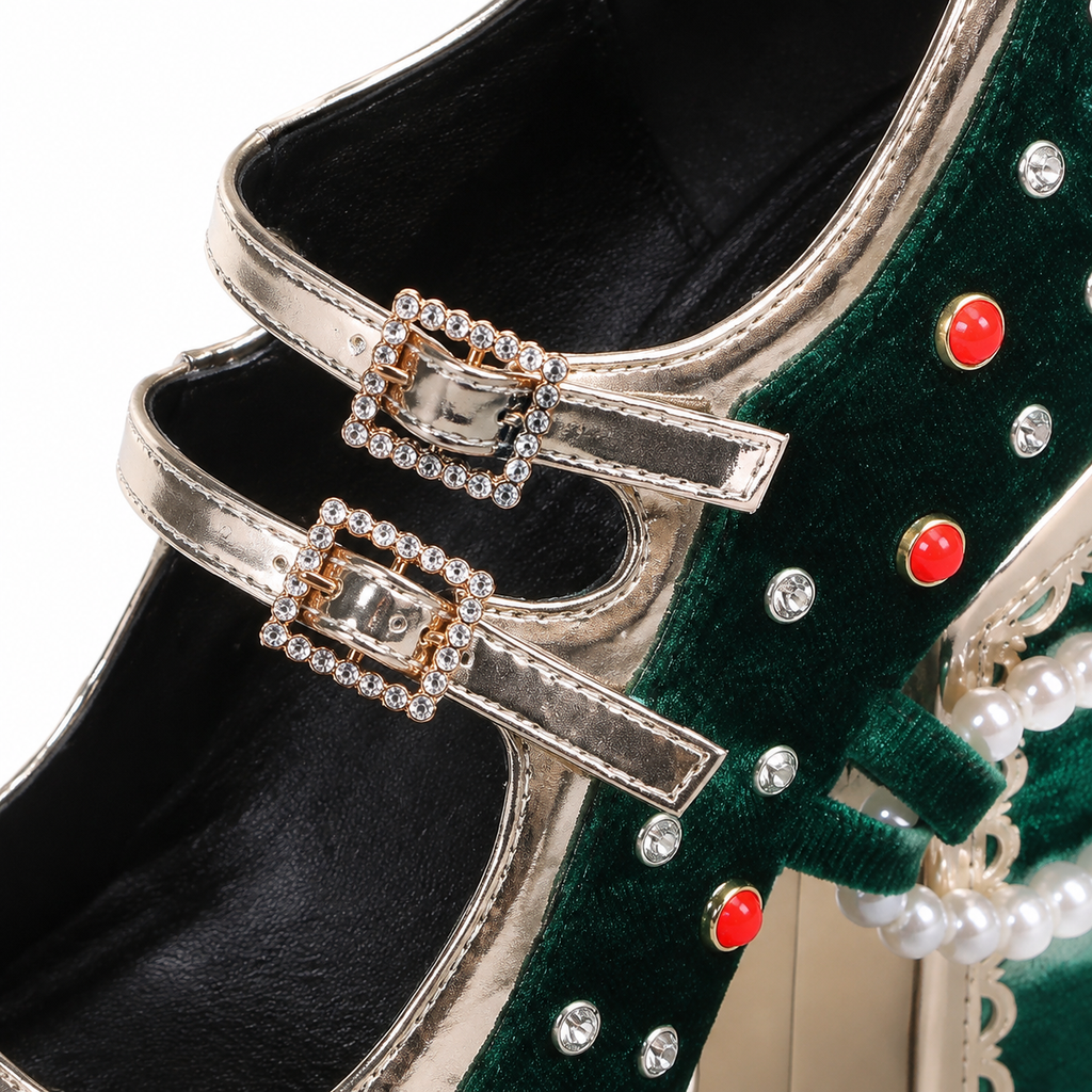 Green Suede Octavia Microfiber High-Heel Sandals close-up detail