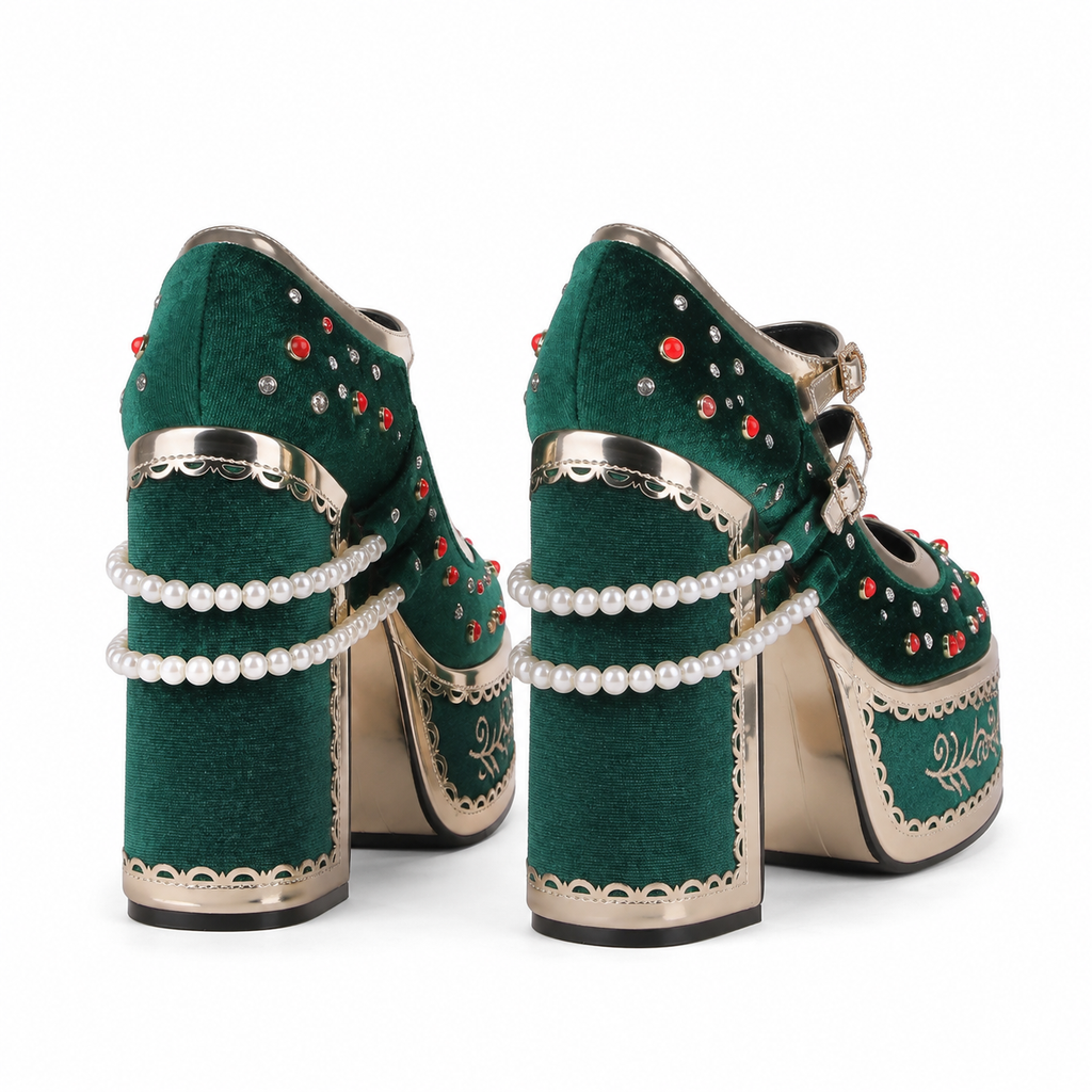 Green Suede Octavia Microfiber High-Heel Sandals heel detail