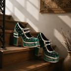 Green Suede Octavia Microfiber High-Heel Sandals styled scene