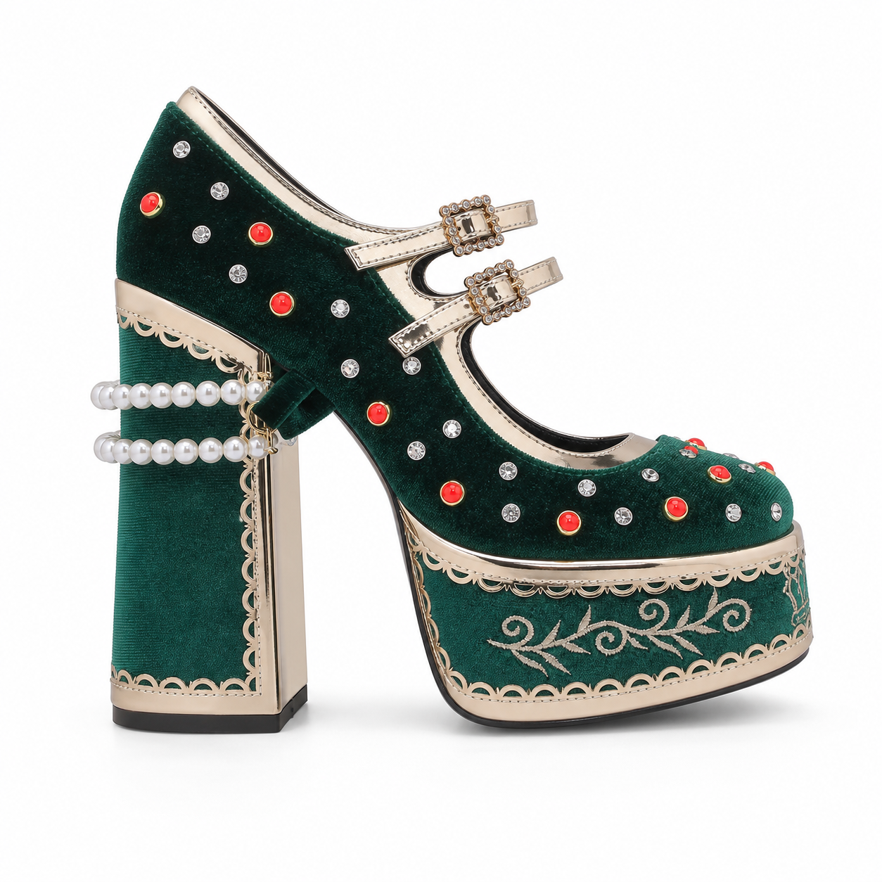 Green Suede Octavia Microfiber High-Heel Sandals side view