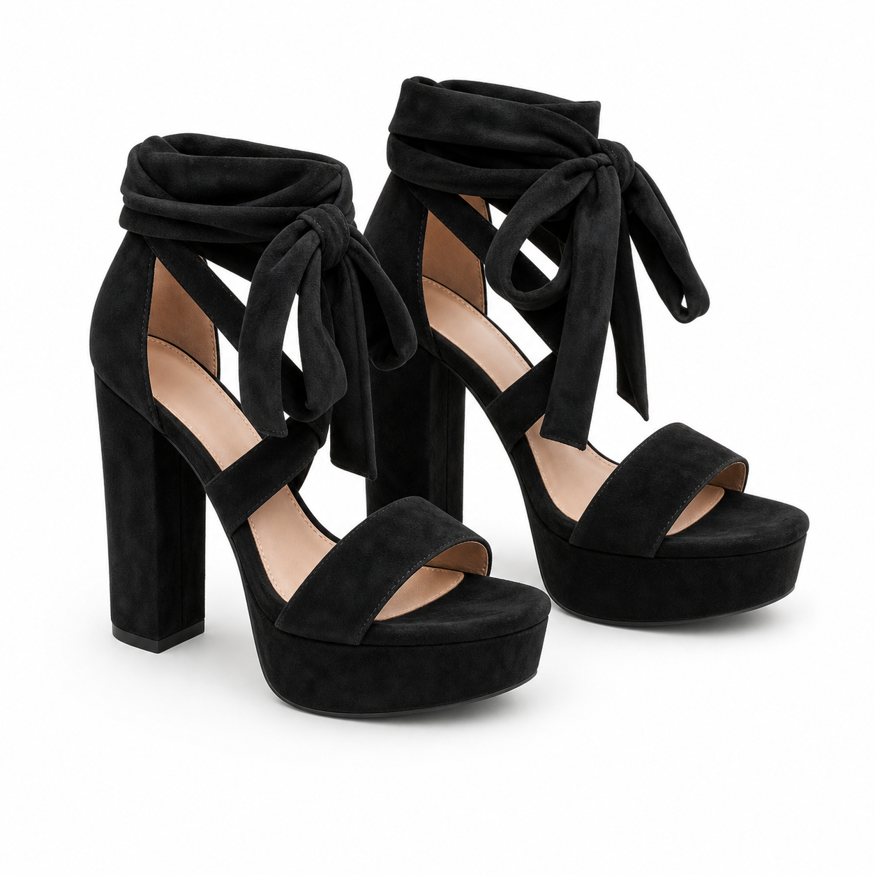 Black Suede Lavinia Microfiber Sandals