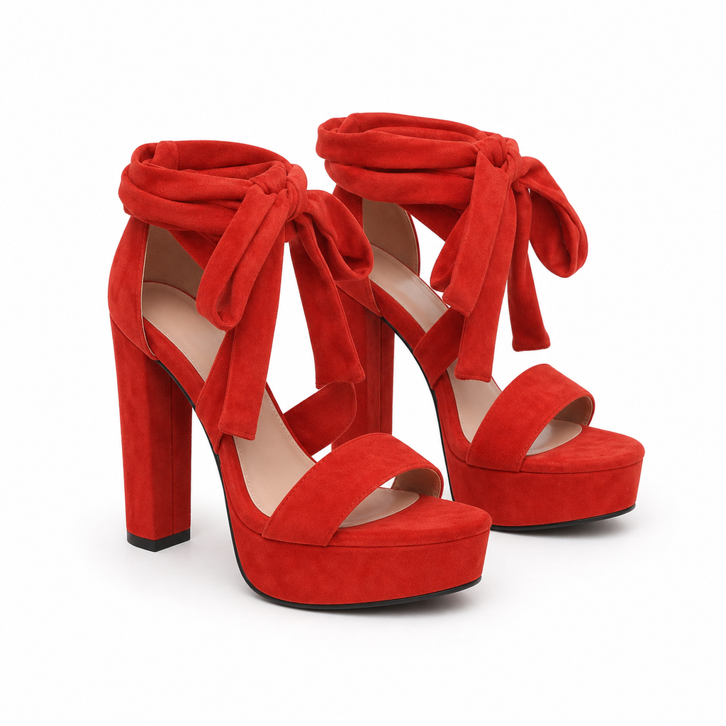 Red Suede Lavinia Microfiber Sandals