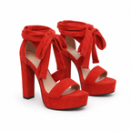 Red Suede Lavinia Microfiber Sandals