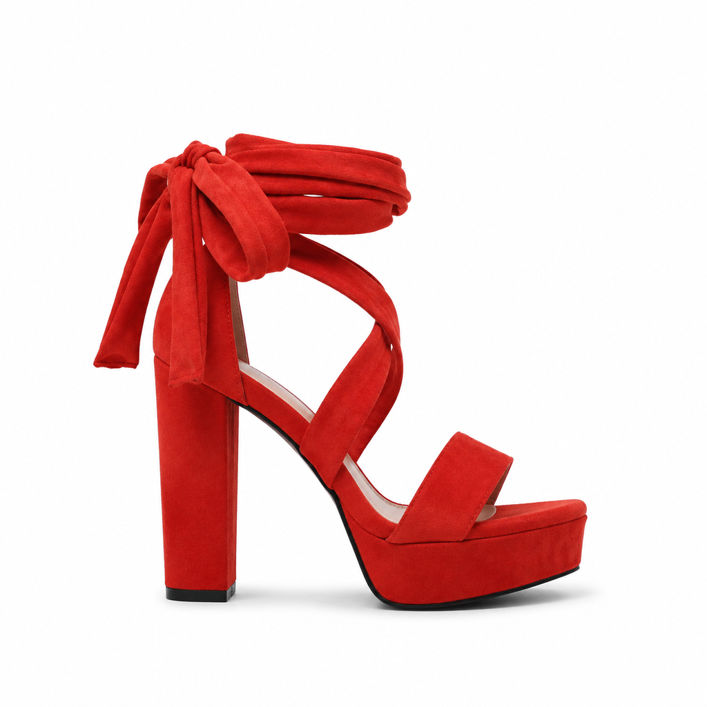 Red Suede Lavinia Microfiber Sandals side view