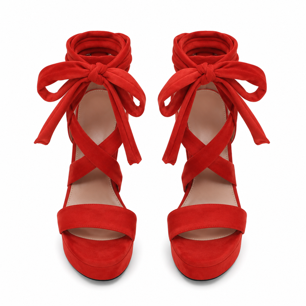 Red Suede Lavinia Microfiber Sandals top view