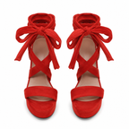 Red Suede Lavinia Microfiber Sandals top view