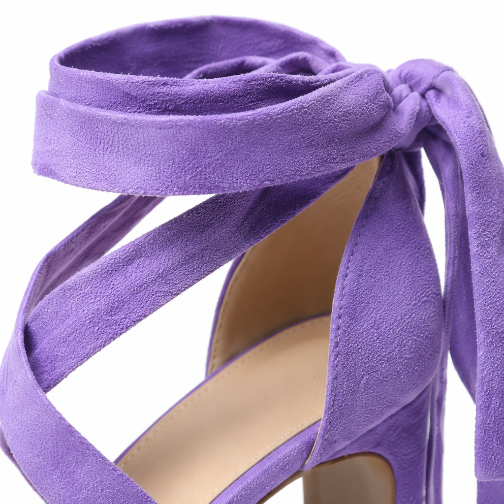 Mauve Suede Valeria Microfiber Sandals close-up detail