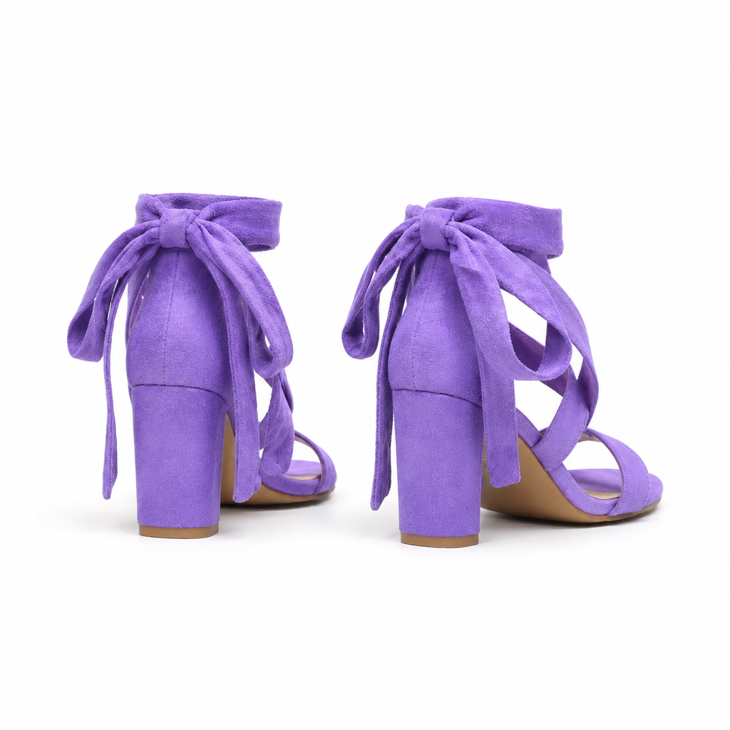 Mauve Suede Valeria Microfiber Sandals heel detail