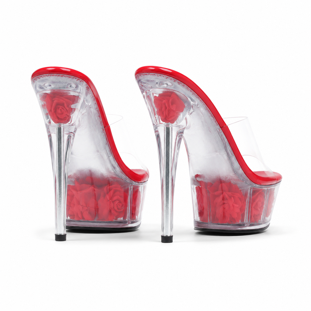 Deep Red Marcella Microfiber Wedge Sandals heel detail