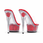 Deep Red Marcella Microfiber Wedge Sandals heel detail