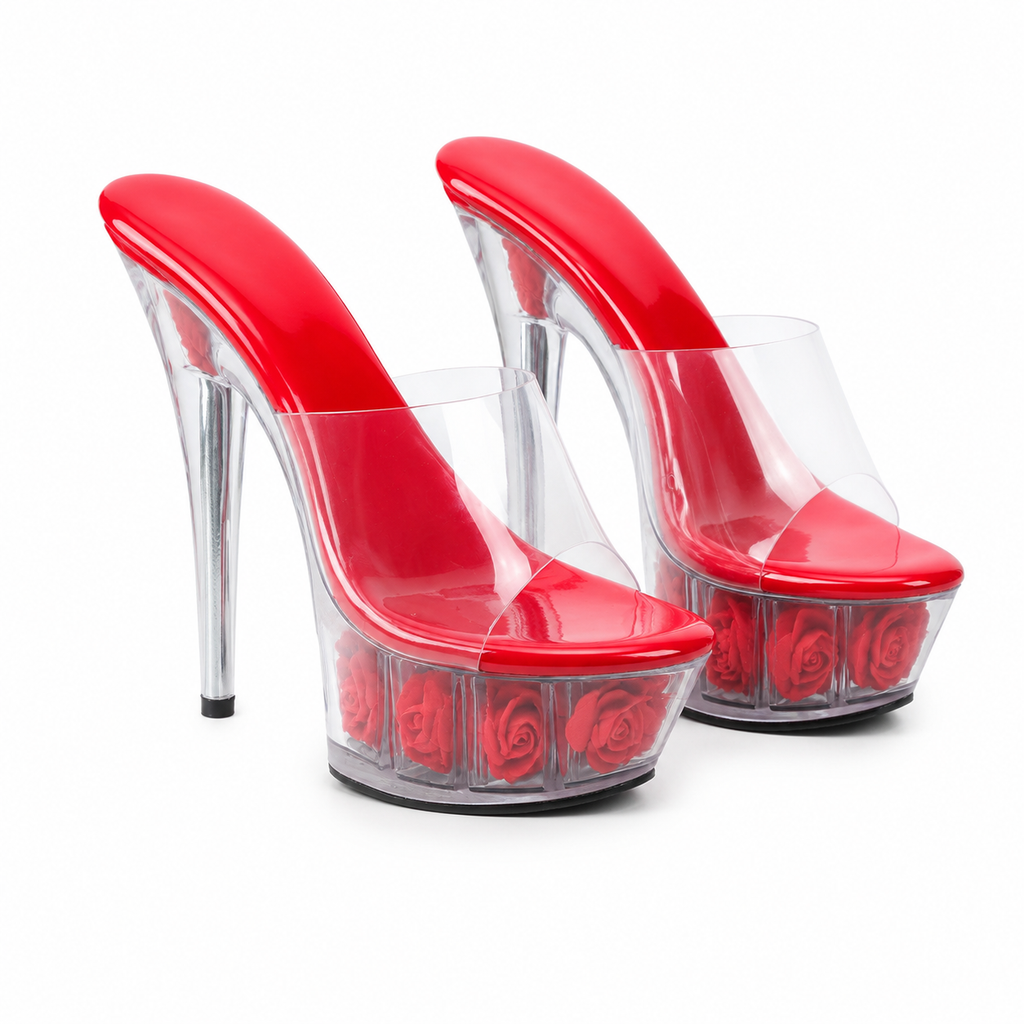 Deep Red Marcella Microfiber Wedge Sandals