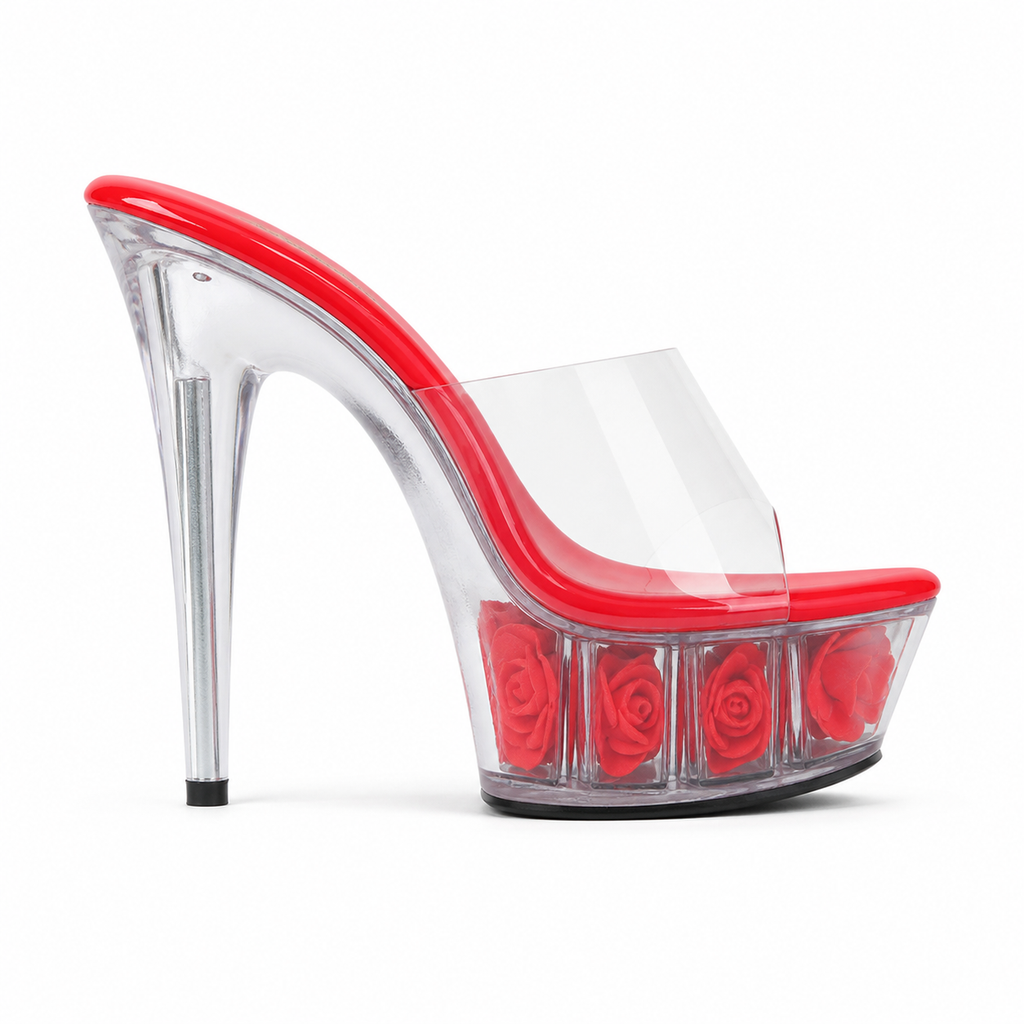 Deep Red Marcella Microfiber Wedge Sandals side view