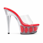 Deep Red Marcella Microfiber Wedge Sandals side view