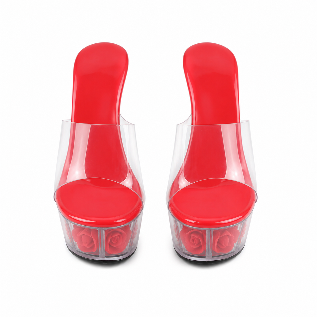 Deep Red Marcella Microfiber Wedge Sandals top view