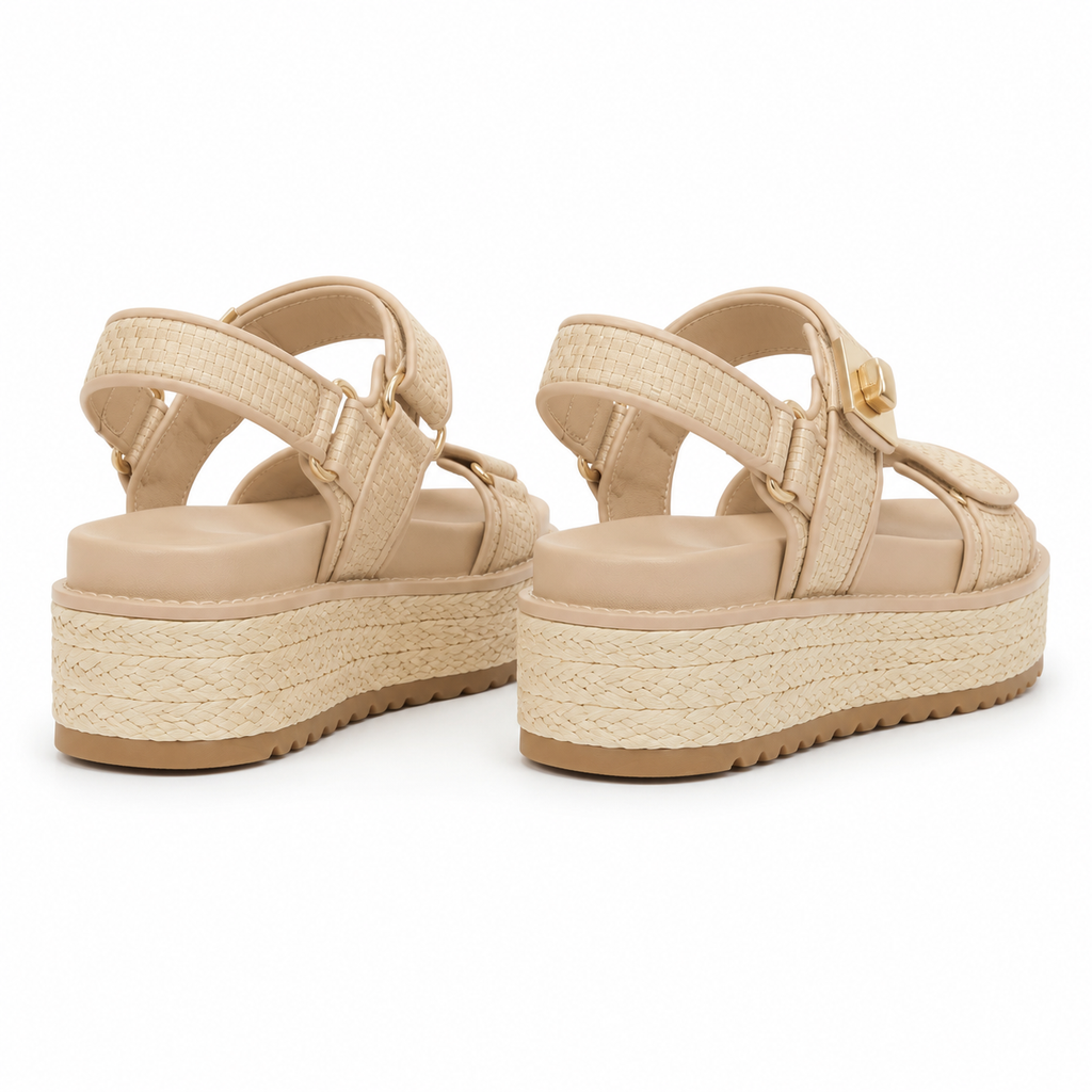 Soft Apricot Procida Raffia Gladiator Sandals heel detail