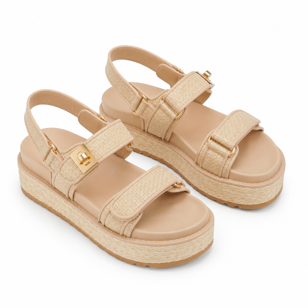 Soft Apricot Procida Raffia Gladiator Sandals