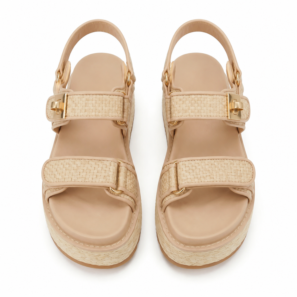 Soft Apricot Procida Raffia Gladiator Sandals top view
