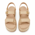Soft Apricot Procida Raffia Gladiator Sandals top view