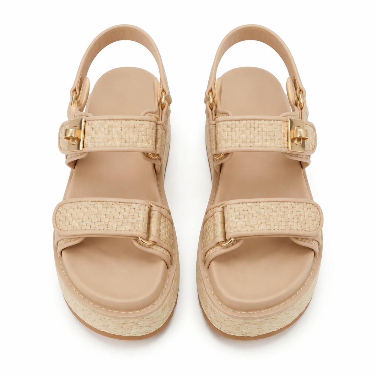 Soft Apricot Procida Raffia Gladiator Sandals top view