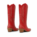 Deep Red Urbino Leather Square-Heel Boots heel detail