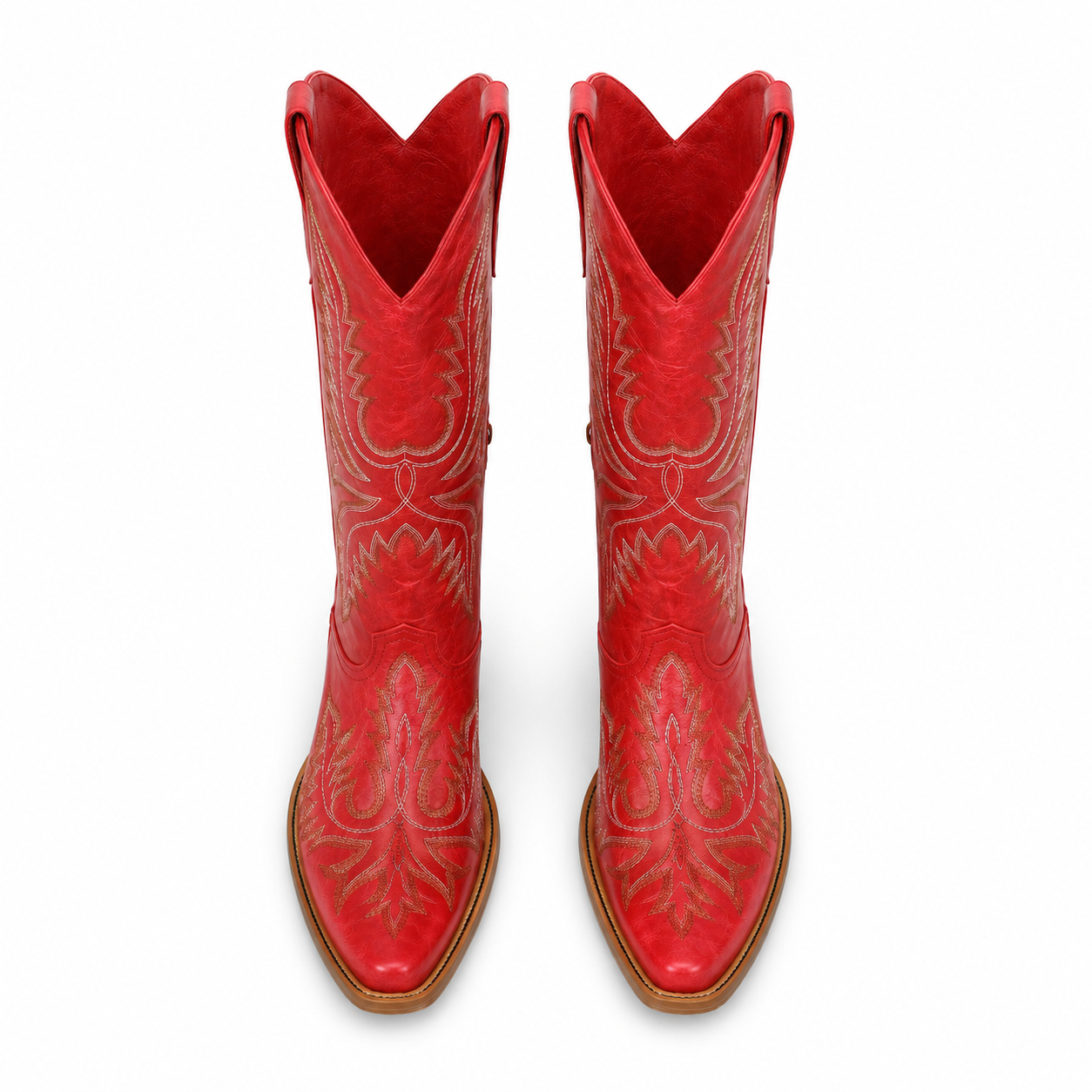 Deep Red Urbino Leather Square-Heel Boots top view