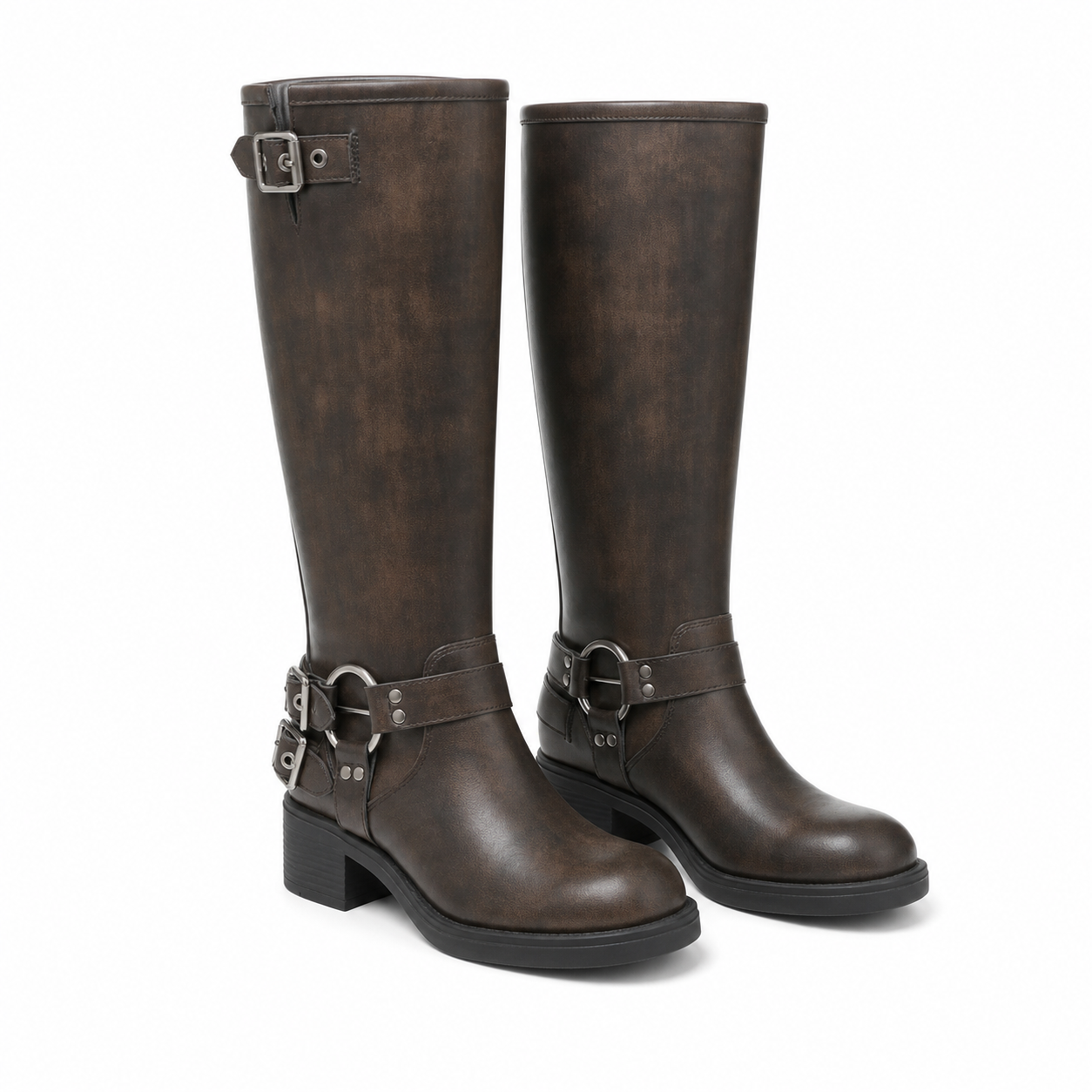 Rich Brown 2 Sintra Leather Block-Heel Boots