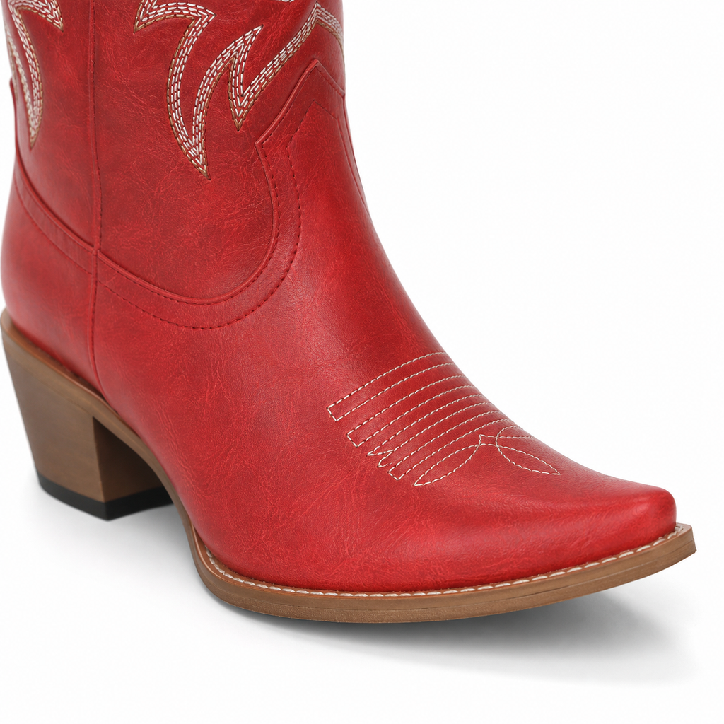 Deep Red Asti Knee-High Boots close-up detail