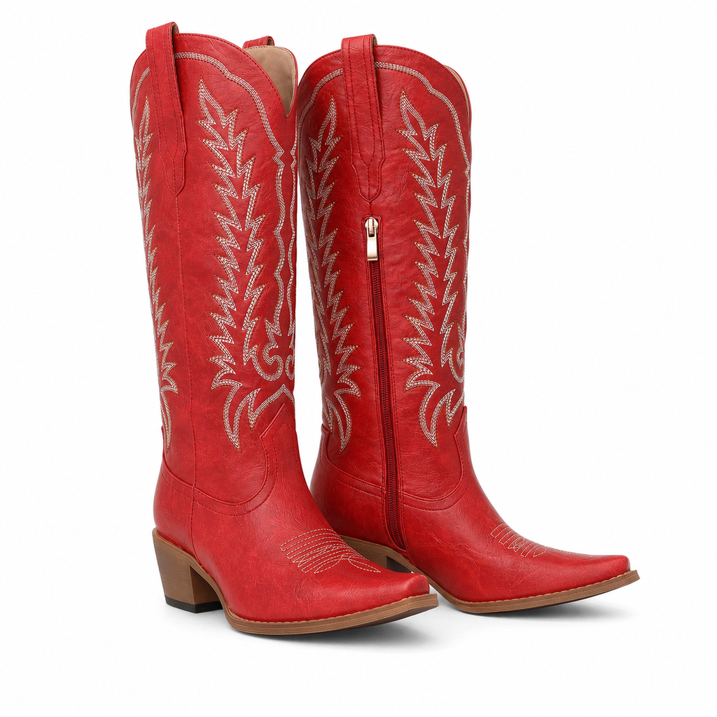 Deep Red Asti Knee-High Boots