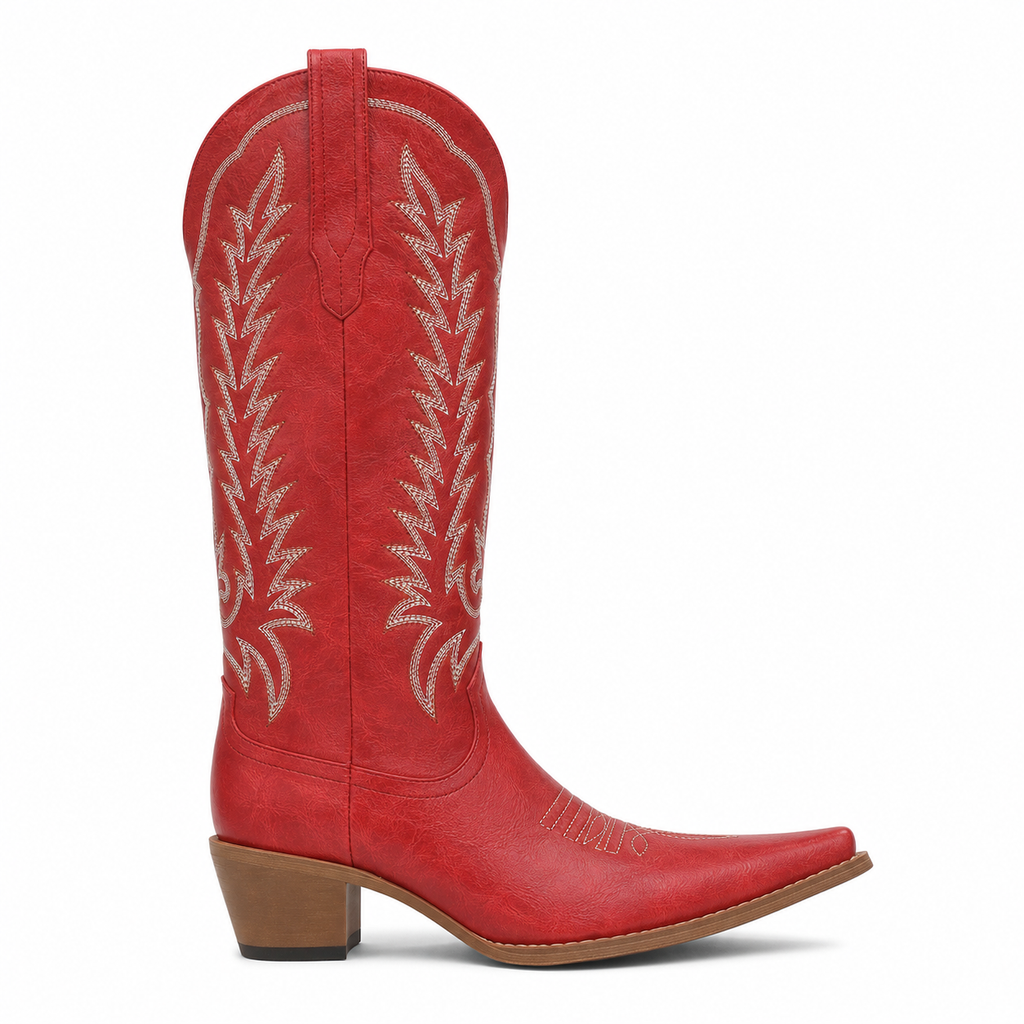 Deep Red Asti Knee-High Boots side view