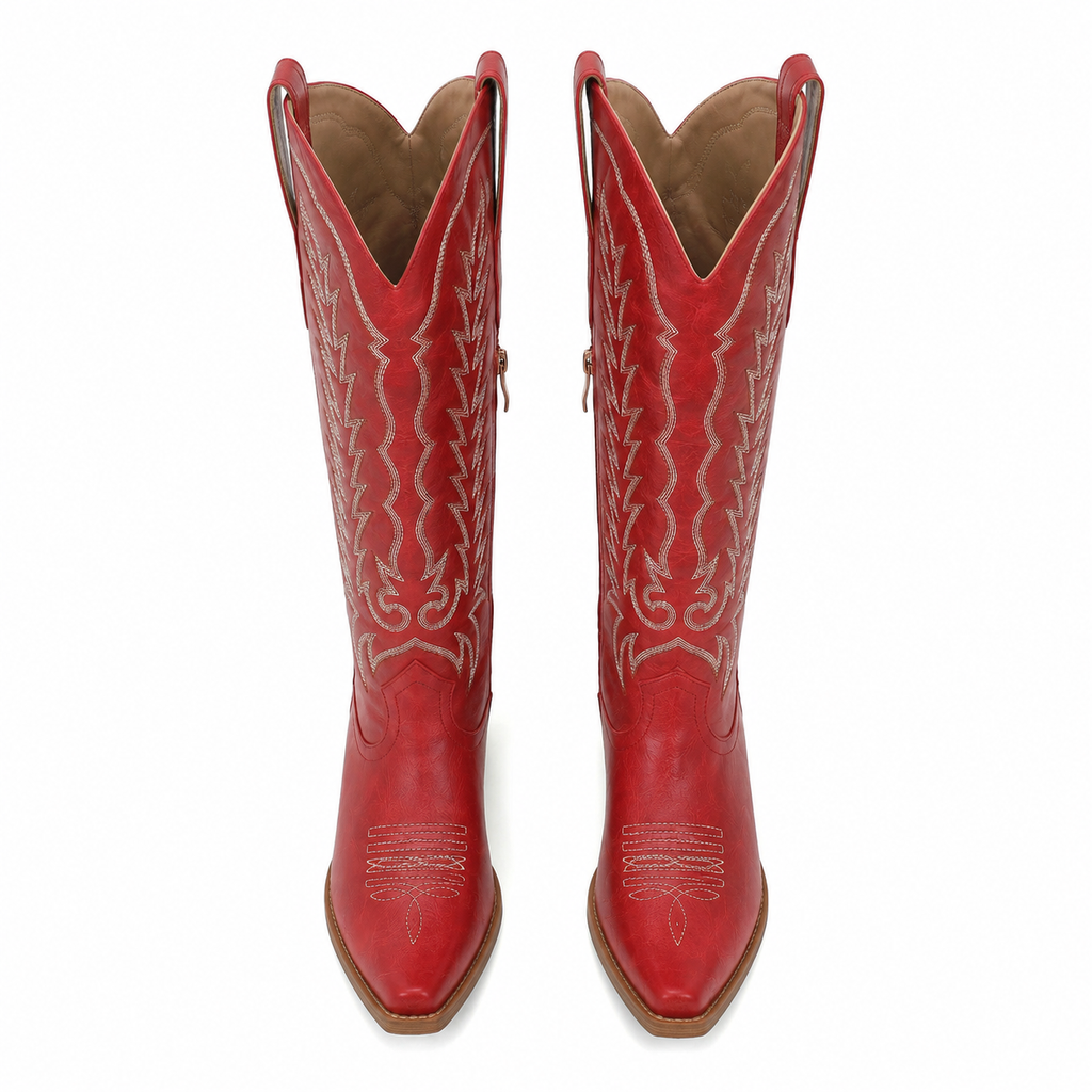 Deep Red Asti Knee-High Boots top view