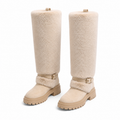 Beige Suede Cuenca Block-Heel Boots