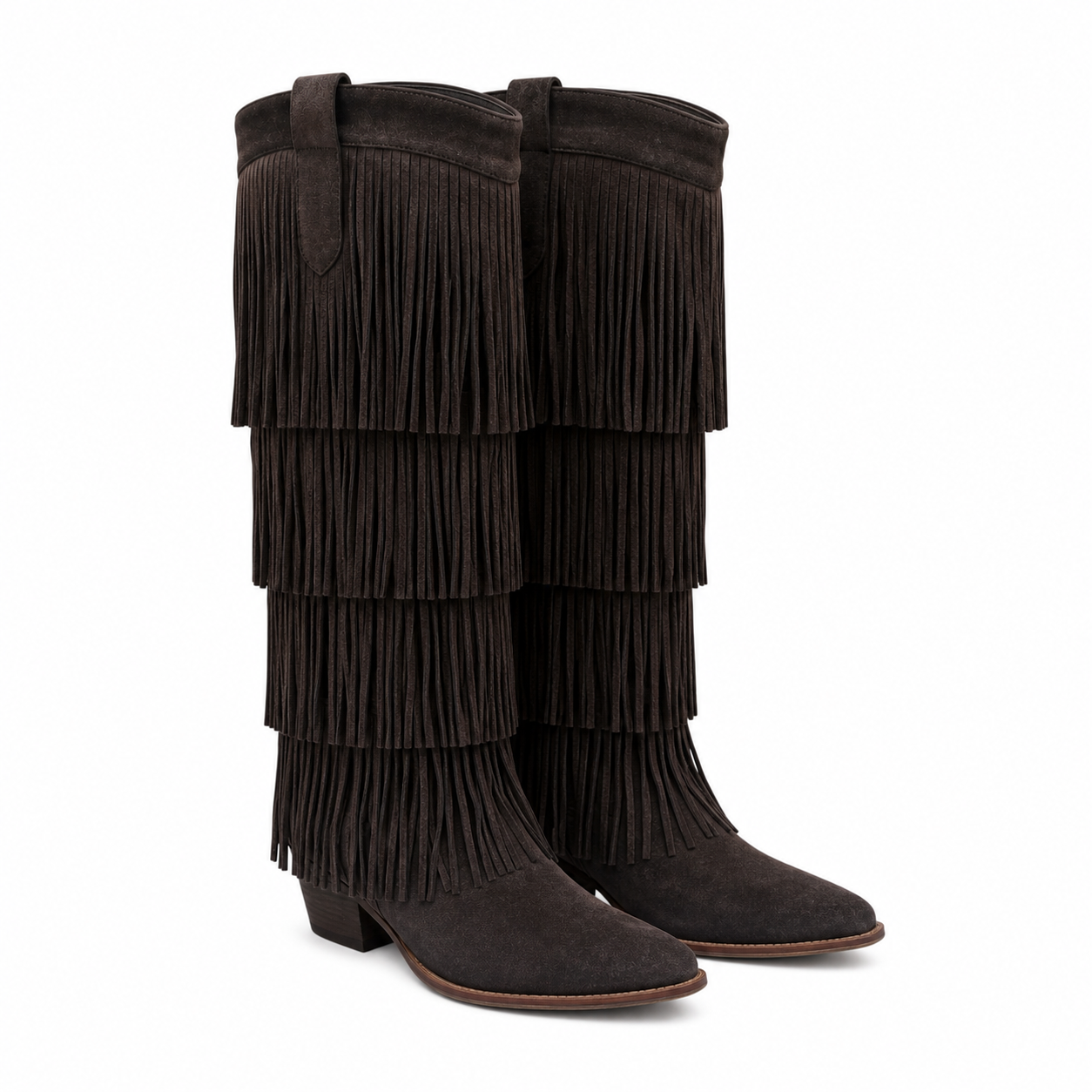 Brown Suede 2 Besalu Leather Square-Heel Boots
