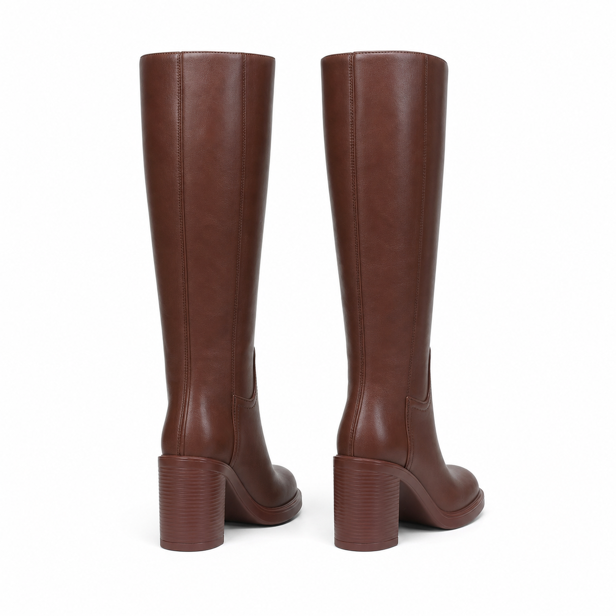 Rich Brown Barolo Leather Low-Heel Boots heel detail