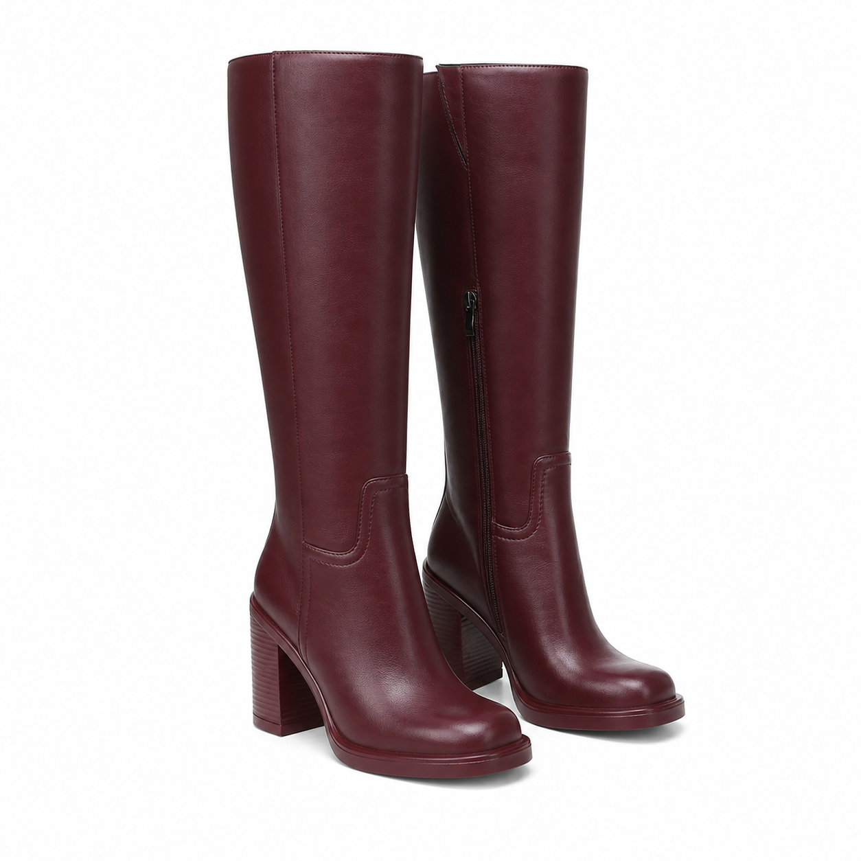 Deep Wine Barolo Leather Low-Heel Boots