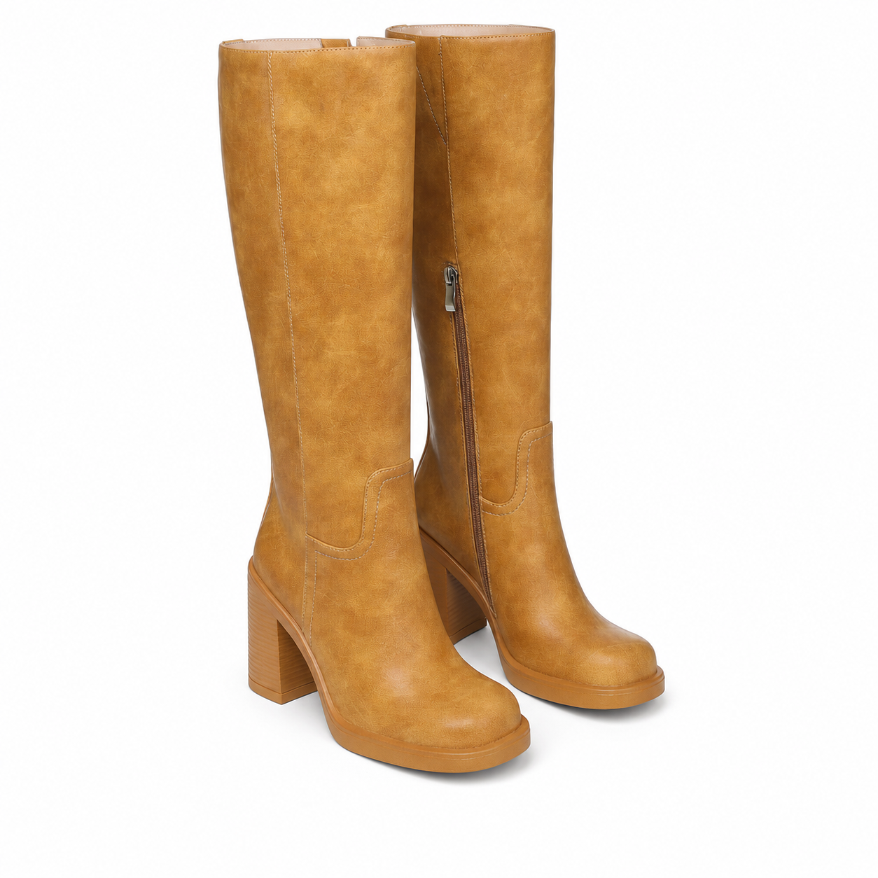 Butter Yellow Barolo Leather Low-Heel Boots
