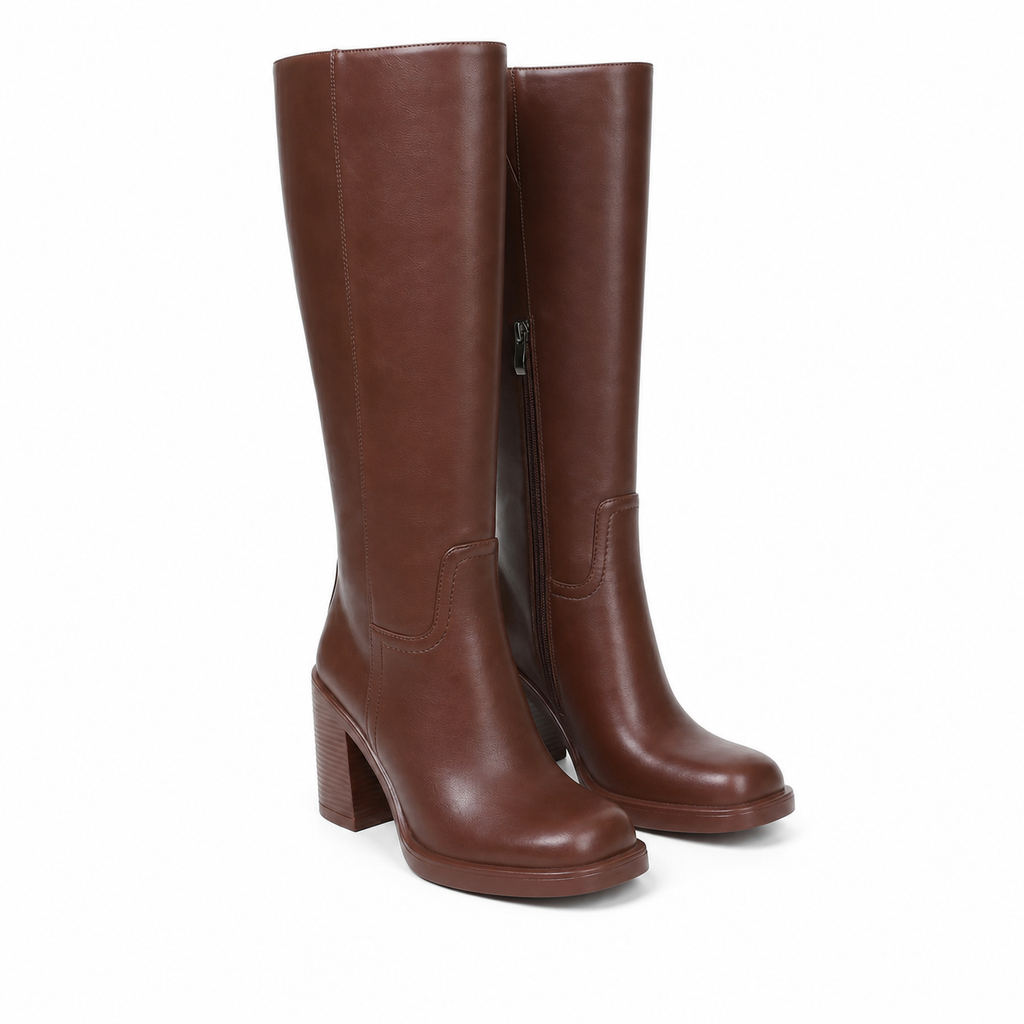 Rich Brown Barolo Leather Low-Heel Boots