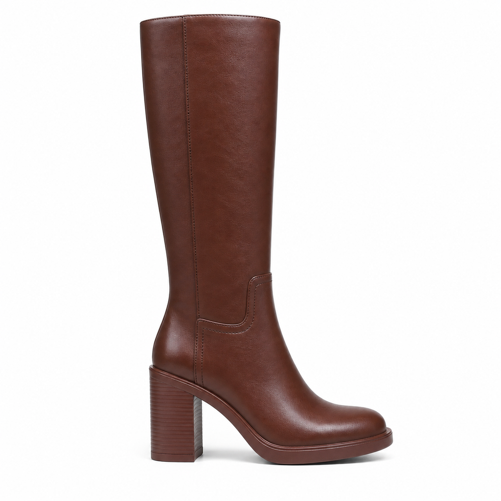 Rich Brown Barolo Leather Low-Heel Boots side view