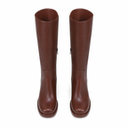 Rich Brown Barolo Leather Low-Heel Boots top view
