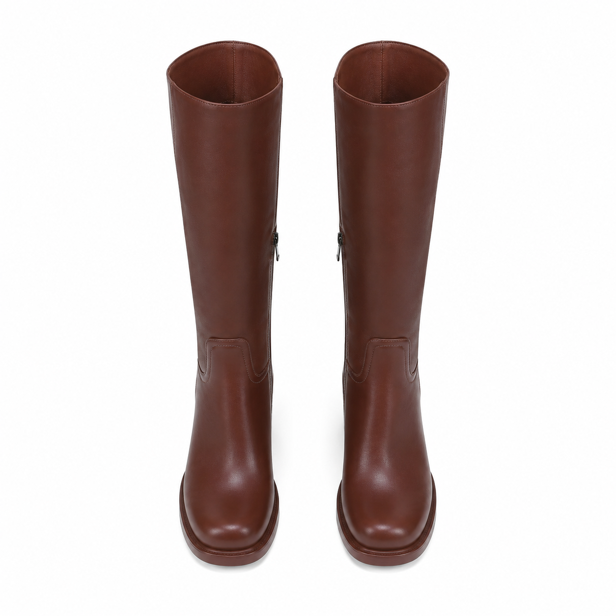 Rich Brown Barolo Leather Low-Heel Boots top view